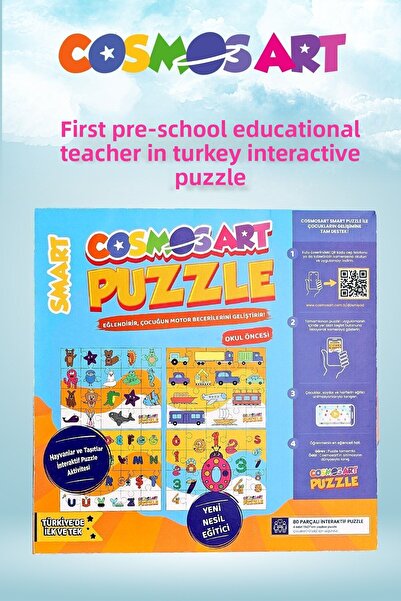 COSMOSART 4-Piece Smart Puzzle for Kids - Letters - Animals - Vehicles - Numbers
