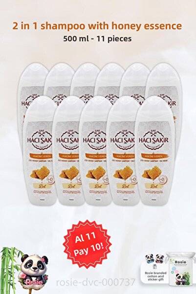 Hacı Şakir 500 ml Hacı Şakir Honey - BUY 11 GET 10 2 in 2 Shampoo Volumizing ROSIE