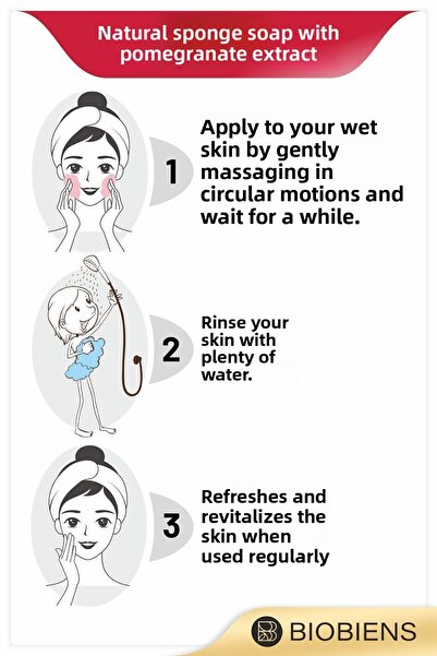 Biobiens الاستحمام بخلاصة الرمان وصابون إسفنجي طبيعي خاص للبشرة