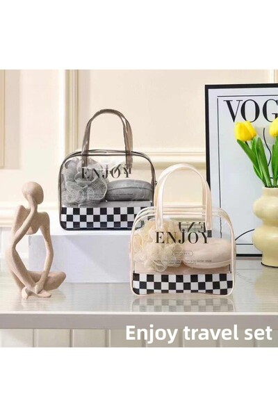 ARVALE Enjoy Travel Bathroom Set Bag | Organizer for Shower Loofah, Comb, Soap Dish and Makeup Box