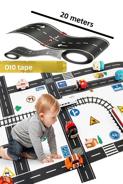 Bundera 20 Meters Autobant Road Tape - Educational and Fun Road Construction Tape Game Tape