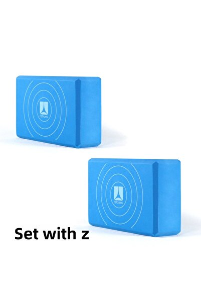 Rebuwo مجموعة مكعبات اليوجا الرغوية المكونة من قطعتين باللون الأزرق
