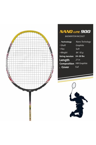 DSC Nano Lite 900 Badminton Racquet | Lightweight Graphite | Enhanced Performance | Full Cover