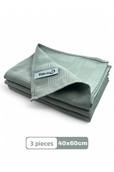 PELLA-EU قماش ميكروفيبر زجاجي 3 قطع قماش للتنظيف العام سطح المطبخ والحمام "السلسلة الزرقاء" 3 قطع رمادي