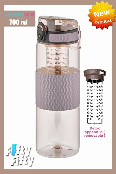 Uzspace جسم سيليكون 700 مل - زجاجة مياه تريتان مع جهاز التخلص من السموم