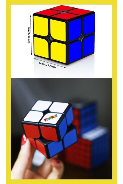 TOYFEST Set of 4 Speed Intelligence Cube Intelligence Cube Rubik's Cubes 3X3-2X2-3X3 with Round Punt - Curved 3X3 Keychain