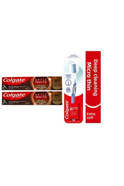 Colgate معجون مستخدمي القهوة والشاي والتبغ باللون الأبيض البصري 125 مل + فرشا...