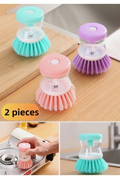 Titiz Plastik فرشاة غسيل الأطباق لحوض المطبخ مع حجرة للمنظفات، قطعتان