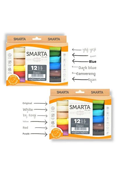 Smarta Kids Modeling Dough Air Drying 25 Gr Basic 12 Colors