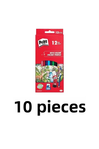 tüftürük بريت 12 لون قلم تلوين طويل جاف 10 قطع