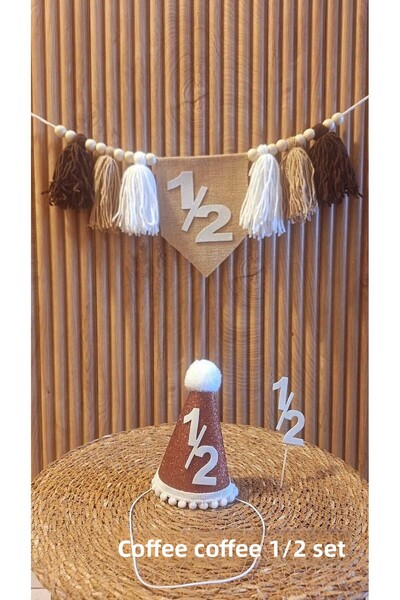 asöy 6 Months 6 Months Hat High Chair Wall Pennant Brown 1/2 Half Age Party Set of 3 Pennant