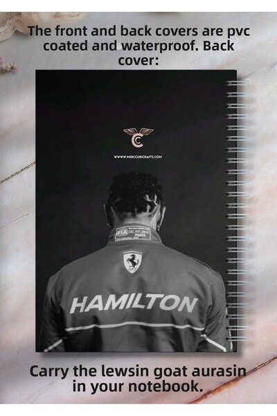 merccuri crafts Lewis Hamilton A4 Spiral School Notebook 50 Sheets - Lined, Pvc Coated Waterproof Hard Cover