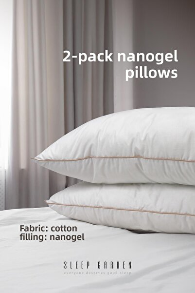 Sleep Garden Seria Prestige 2 perne nano gel 1000 gr cu bordură din satin 50x70