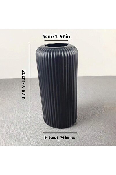 Choice مزهرية بلاستيكية مخططة باللون الأسود تشبه السيراميك للزهور، عرض تنسيقا...