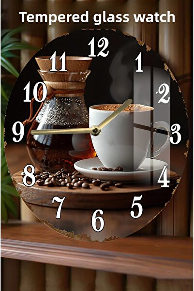 kutuTR Coffee Brewing Themed Design 3D Look Tempered Glass Watch – 33 cm Csdw130