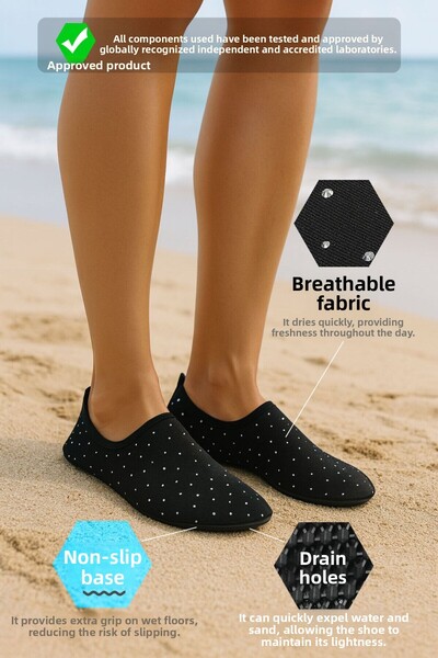 Peluche Γυαλιστερή πέτρα Μαύρη αντιολισθητική σόλα Ευέλικτα ελαφριά γυναικεία παπούτσια παραλίας πισίνας