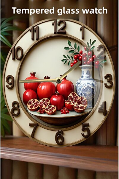 kutuTR Add Aesthetic to Your Kitchen Design 3D Look Tempered Glass Clock – 33 cm Csdw152