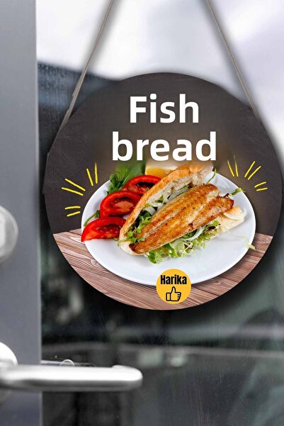 Nod Semn de panificație cu pește – Tablă de magazin din lemn, realizată manua...