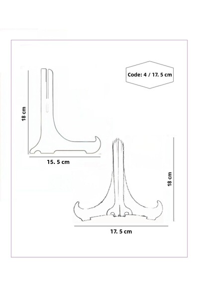 Moda Hayal 5 Pieces Frame and Plate Display Stand Set Transparent Plexiglass 17.5 cm A4 Compatible