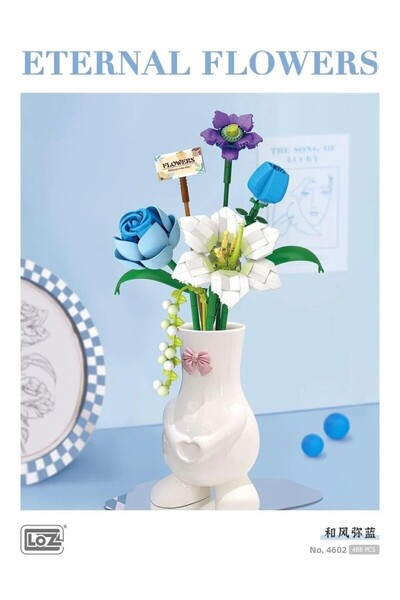 scntoys Decorative Flower Bouquet Building Set Legosu 488 Flower Building Set Cornflower-Gonca Rose-Daisy