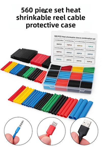 Kelepir Fırsatlar مجموعة مكونة من 560 قطعة من غطاء حماية كابل أنبوب الانكماش ...