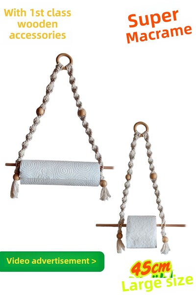Armashine Set of 2 Wooden Beaded Paper Towel Holder, Kitchen Bathroom Roll Pa...