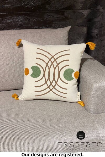 Ersperto 43x43cm Bohemian Tasseled Linen Pillow Case - 1 Piece