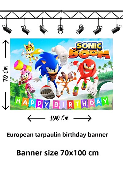 snowparty Πανό γενεθλίων με θέμα τον Sonic Boom Hedgehog Sonic