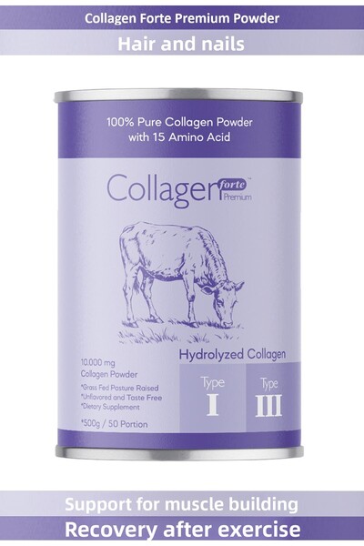 Collagen Forte Platinum كولاجين طبيعي نقي 100%، 500 جرام، 50 حصة