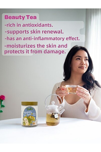 LAZİKA شاي الجمال - يدعم التألق الطبيعي مع الشاي الأخضر وفيتامين سي (20 كيس بلاستيكي)، عشبة الليمون، الأفوكادو...