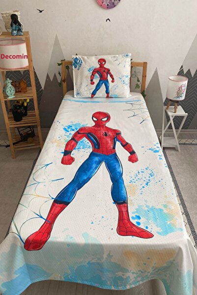 dekomingo Single Spiderman Baby and Child Pique and Pillow Set
