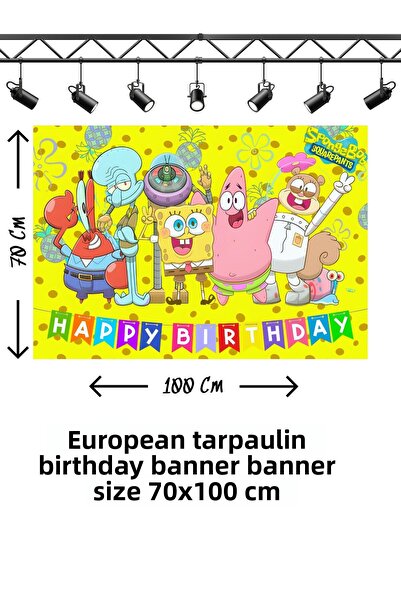 snowparty Πανό γενεθλίων με θέμα τον Μπομπ Σφουγγαράκη και τον Πάτρικ Σκεϊρ