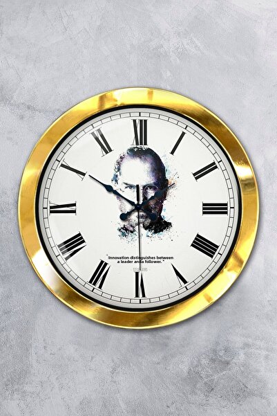 Platin Saat ساعة حائط ستيف جوبز معدنية ذهبية مقاس 36 سم