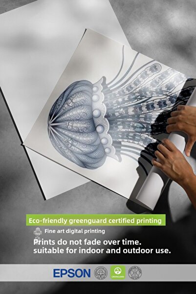 Postifull Wooden Framed Poster, Shaped Octopus, Illustration, Blue Color Poster, 2025 Summer Selection, No:109675