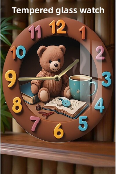 kutuTR ساعة زجاجية مقسى بتصميم أنيق ومتين ثلاثي الأبعاد - 33 سم CSDW192