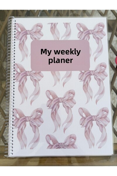 ŞAN ART DESİGN 52 Weeks Planner Pink Ribbon Theme Spiral Notebook