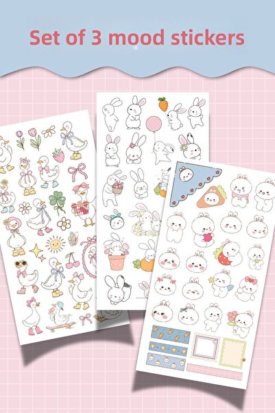 Hume Craft مجموعة ملصقات مزاجية مكونة من 3 قطع - 10 × 20 سم - أوراق ملصقات شخ...