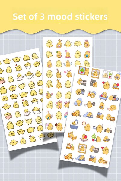 Hume Craft Set de 3 autocolante Mood – 10x20 cm – Foi cu autocolante cu perso...