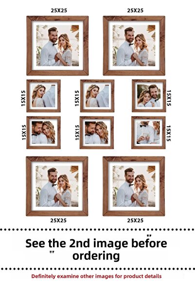 yhfoto 6 bucăți de cadru foto din lemn MDF - 25x25 și 6 bucăți de cadru pătrat 15x15