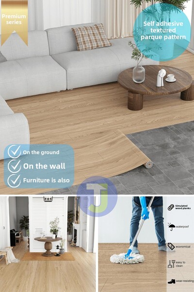 Technojet Premium Textured Hardwood Pattern Floor - Kitchen, Cabinet, and Duvet Covered, 60Cmx100Cm