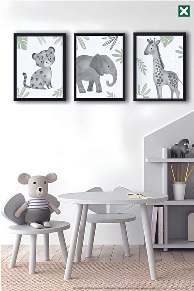 TABLOX Set de pictură modernă din MDF cu aspect de cadru din 3 piese cu anima...