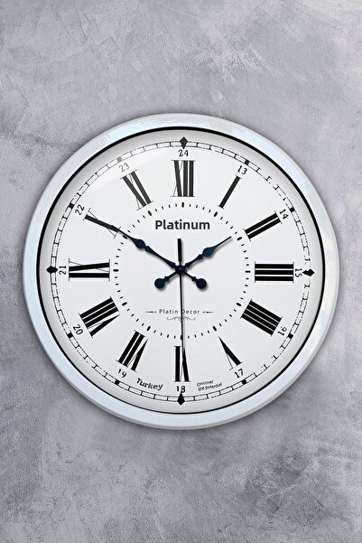 Kasva Concept هدية ساعة حائط بأرقام رومانية معدنية بيضاء مقاس 40 سم