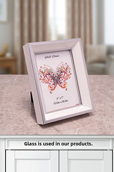 Seniste Milano Glass Decorative Picture Frame Set of 2 White-silver with Adjustable Legs - Can Be Hanged on the Wall