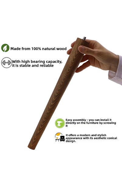 GLASWEN 3 Pieces Wooden Legs 45 cm Walnut M8 Bolted Connection Apparatus Furniture Stool Coffee Table Table Support Leg