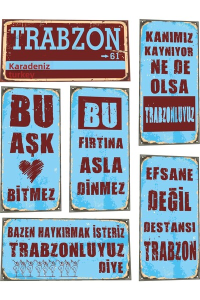 Hayat Poster Trabzon Set of 6 Mini Retro Wooden Posters