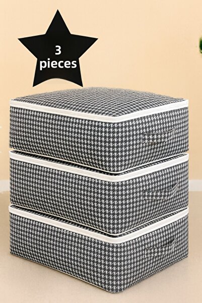 YELLOW STARY HOME DECOR (3 قطع) منظم لتخزين الوسائد والبطانيات من نوع سرير نو...