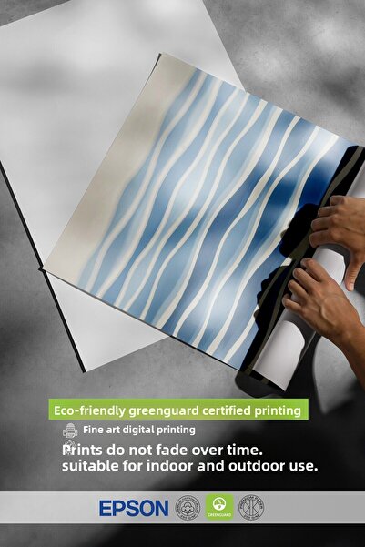 Postifull Wooden Framed Poster, Sea Waves, Illustration, Blue Color Poster, 2025 Summer Selection, No:109691