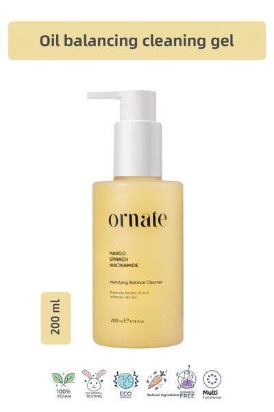 ORNATE جل تنظيف الوجه غير اللامع مع نياسيناميد للبشرة الدهنية الزائدة والمعرض...