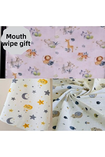 miço kids Cute Animal Patterned Muslin Baby Blanket – 80X90 – Cotton – Multi-Purpose Use
