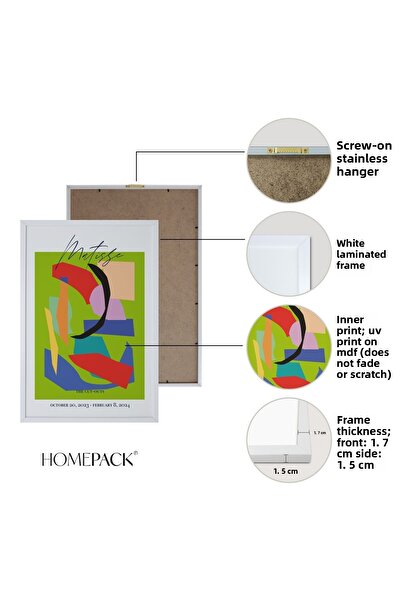HOMEPACK Set de pictură din 3 piese cu cadru laminat alb Hpn094